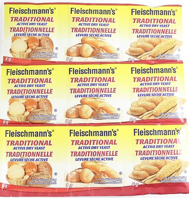 18x Bags Fleischmann's Traditional Active Dry Yeast 8g each - FRESH From Canada 