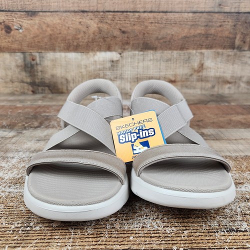 Skechers Slip-ins HandsFree Go-Walk Flex Women Sz 5 Taupe Glimmer Comfort Sandal - Picture 2 of 10