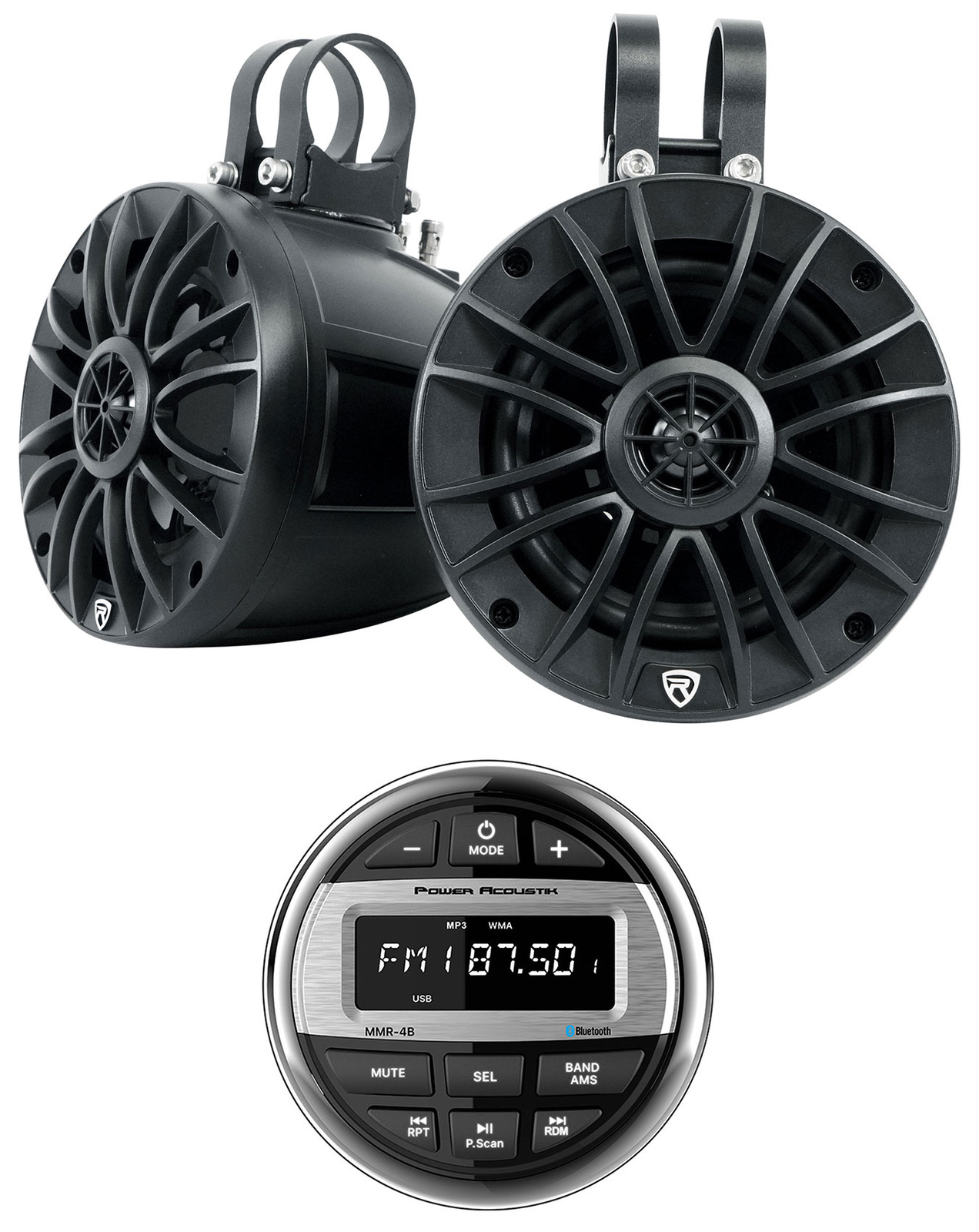 Мощный Acoustik MMR-4B ATV UTV ресивер BluetoothUSB эквалайзер 2 колонки 525 Tower 24190₽