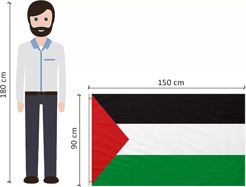 ® Bandiera Palestina Grande 150Cm X 90Cm Con 2 Occhielli Alta Qualità Resistente - Foto 2 di 12