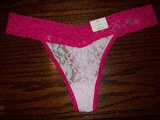 NWT CABERNET stretch LACE THONG PANTIES 16J051 BE MINE BLING PINK L XL