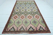 Anatolia Oushak Nomads Rug, Embroidered Kilim, Large Rug, Kelim, Carpet 67"x125"