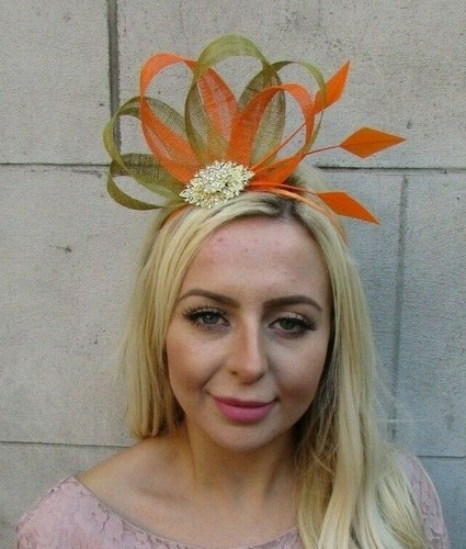 Orange Olive Khaki Green Gold Sinamay 