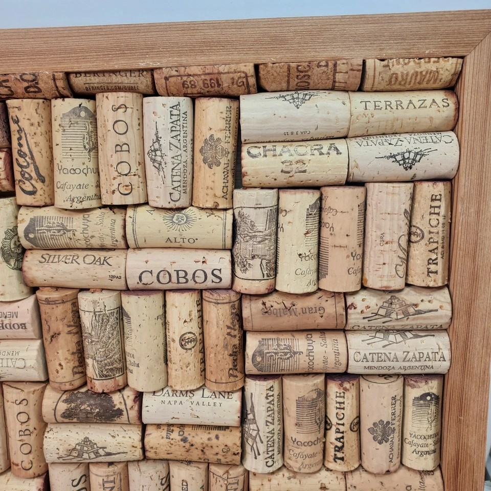 Handmade Wine Cork Board 14 x 13.5” Bar Decor Notes Oak Frame Wine Bar - Image 3 of 4