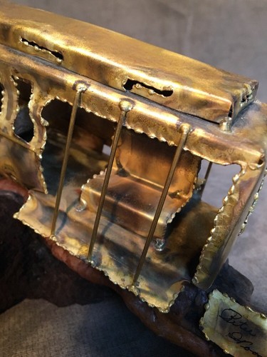 Vintage Mid Century San Francisco Trolley Sculpture Art Signed Peter Wood - Picture 9 of 12