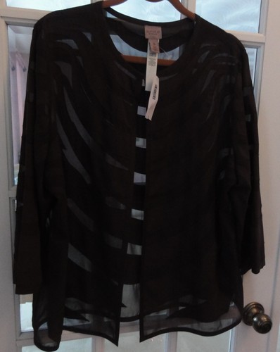 CHICO'S Easywear Size 3 Dark Chocolate Brown JACKET - Picture 7 of 7