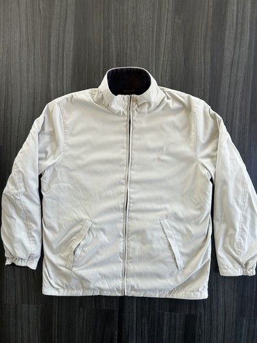 Nautica Jacket Reversible Mens Extra Large Beige Brown Golf Windbreaker Fleece