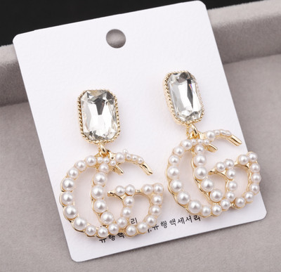 Korean GG Pearl Earrings Women Girls Big Tassel Dangle Earring Fashion Jewelry
