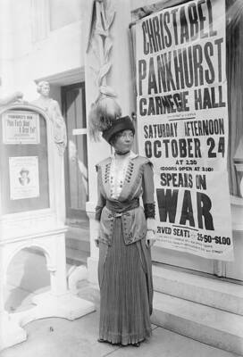 Miss Christabel Pankhurst reading announcement Suffrage meetin- 1914 Old Photo