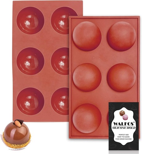 Large 6-Cavity Silicone Baking Jelly Chocolate Cake Dome Mousse Mold - 2pack