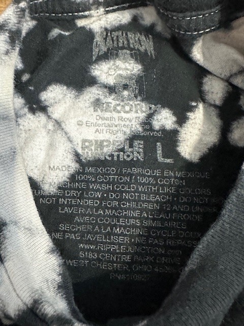 FILA Death Row Records Ripple Junction T Shirt Uomo Grande Tie Dye Grigio Nero Rosso L