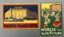 Vintage SPAIN Madrid Palace HOTEL VICTORIA Murcia LUGGAGE LABEL Travel Decal