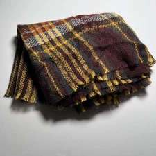 Women's Plaid Blanket Winter Infinity Flannel Scarf Multicolor Fringe Warm
