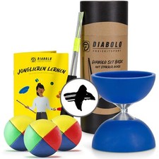 Diabolo Freizeitsport Jonglierset Diabolo (blau) und 3er Set Bälle (vierfarbig)
