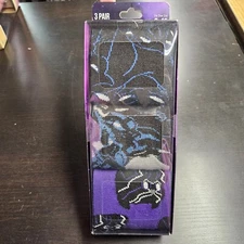 Bioworld Marvel BLACK PANTHER Crew SOCKS 3 Pair MENS Shoe Size 8-12 - NEW!