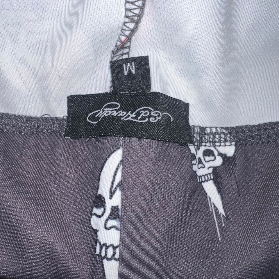 Ed Hardy Y2K Knife Skull Print Ladies Biker 7in Inseam Shorts Womens