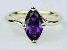 4Ct Marquise Cut LabCreated Amethyst Womens Wedding Ring 14K Yellow Gold Plated