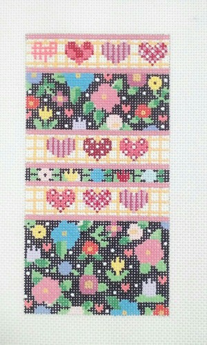 MARY ENGELBREIT Needlepoint HP Canvas HERZEN & BLUMEN Brillenetui 3,25x6" 18m - Bild 4 von 6
