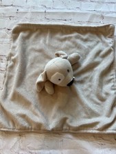 NUBY Baby Lovey Security Blanket, Puppy Spotted Eye Tan Blanket White
