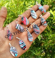 Offer Blue Calsilica Gemstone 925 Sterling Silver Plated Bezel Handmade Pendants