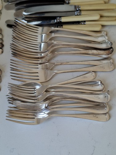 Mongrammed 'S' Cutlery Set Sd Neill Ltd Belfast AX1 Antique Faux Bone Celluloid - Picture 3 of 20