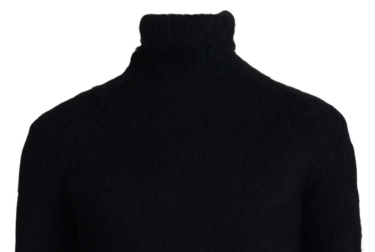 DOLCE & GABBANA Sweater Black Gold Turtleneck Mohair Pullover Mens
