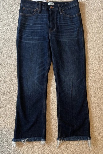 Jeans J Crew Billie Mezzi Boot Crop 27P Camicia Fray Stile Lavaggio Scuro H3490 - Foto 3 di 8