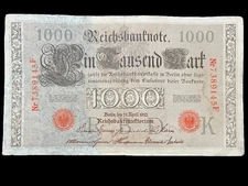 1910 Germany 1000 Mark Pre WWI WWII Banknote World Paper Money Kaiser Reich