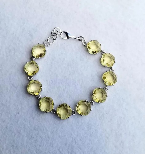 Sterling Silver Citrine Bracelet, Australian Crystal Citrine Tennis Bracelet - Picture 6 of 6