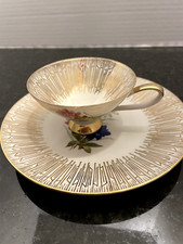  VTG Johann Seltmann Vohenstrau  Bavaria Gold  Floral Dessert Plate  Cup