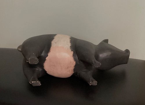 Vintage großes handgeschnitztes Schwein Volkskunst (signiert und datiert) - Bild 6 von 6