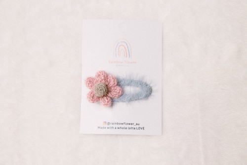 Crochet Baby girl Fluffy flower Snap Clip Toddler kid Floral Hair Clip Accessory - Picture 8 of 12