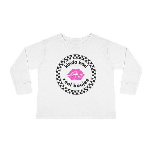 Cattle Baron Couture Kinda Bad Real Boujee Toddler Long Sleeve Tee - Picture 2 of 7