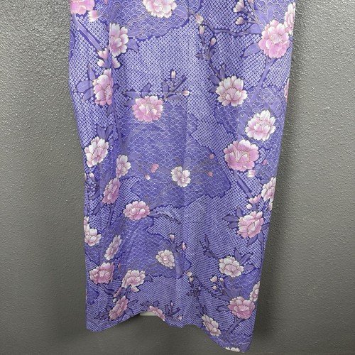 SMITHSONIAN INSTITUTION Purple Japanese Kimono Caftan Robe Floral Size M Cotton - Picture 11 of 12