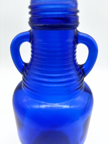 Vintage Luna Cafe Cobalt Blue Glass Jug Bottle - Picture 3 of 5
