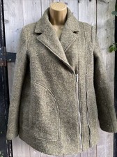 Zara Trf Trafaluc Moss Green Smart Winter Coat Jacket Zip Detail Small B2