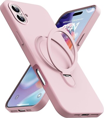 Magnetic Stand iPhone 16 Plus Case, Liquid Silicone,Anti-Scratch Soft Microfiber