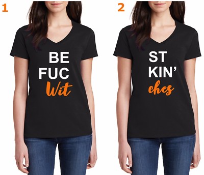 Best Fuckin Witches Shirts V Neck Set Of 2 Matching Halloween Party BFF Gift