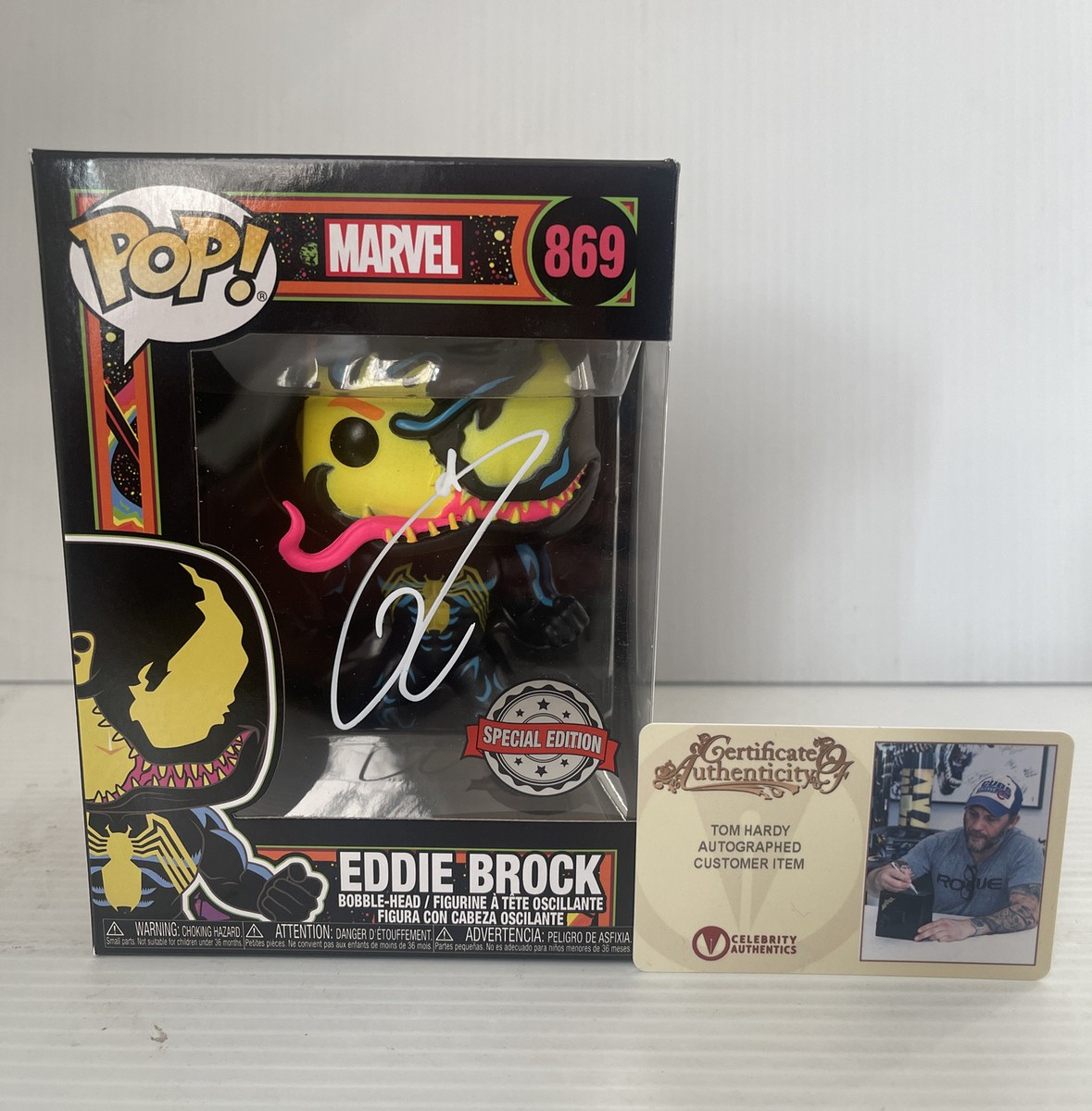 トム・ヒドルストン 直筆サイン FUNKO POP Tom Hardy Signed Autographed Venom Funko Pop Marvel Celebrity