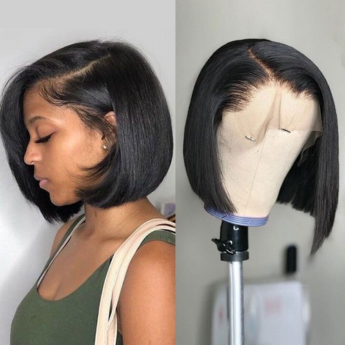 Peluca de cabello humano Bob pelucas de cabello brasileño liso 13x4 encaje frontal peluca corta - Imagen 11 de 15