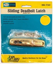 NOS! Vintage Brass Sliding Deadbolt Latch Barrel Bolt for Doors, Surface Mount