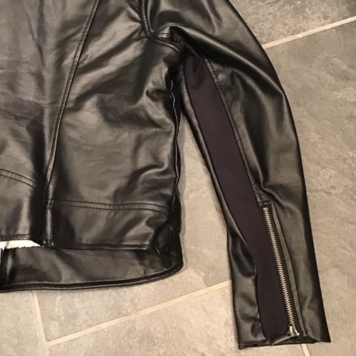 Torrid Womens Faux Leather Moto Jacket Size 10 Asymmetrical Zip Up Sherpa Bomber - Picture 11 of 15