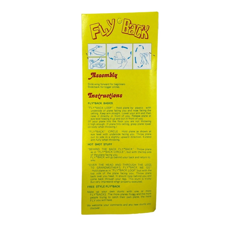 Vintage Fly Back Styrofoam Glider Airplane Tricks Stunts Returns to You - NOS - Image 2 of 4
