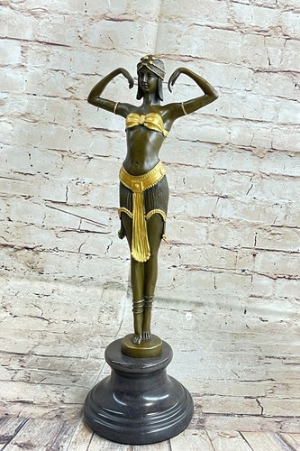 Art Deco/Art Nouveau Bronze Marble Sculpture signed D H Chiparus Figurine Decor - 第 4/11 張圖片