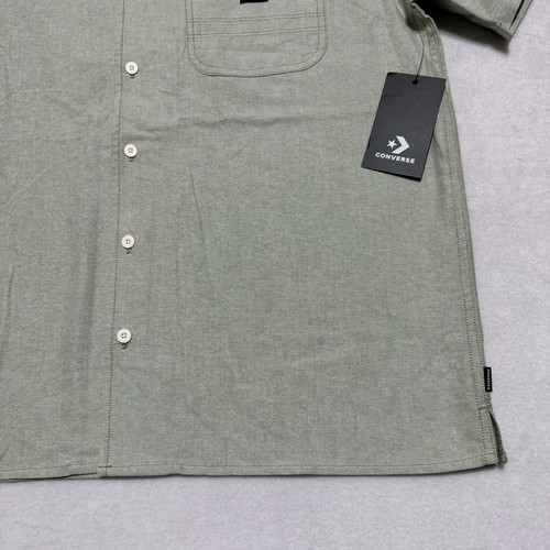 Converse Men’s Medium Logo Button Down Short Sleeve Collared Shirt Pocket NWT - Picture 8 of 15