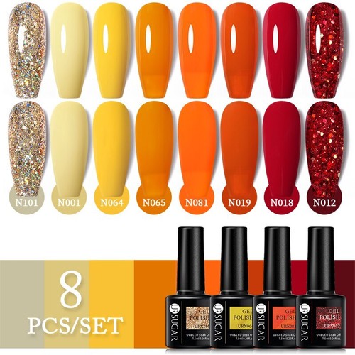 7,5 ml 8 Stück Fluoreszierend Glow-in-Dark Gel Nagellack Set UV LED Nagellacke - Bild 58 von 58