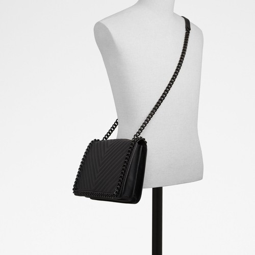 NEU ALDO schwarz "Greenwald" Crossbody Schultertasche Tasche gesteppt Kettenriemen - Bild 4 von 9