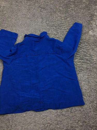 Christopher & Banks Button Up Jacket Womens Size Medium Blue Linen 3/4 Sleeve - Picture 12 of 13
