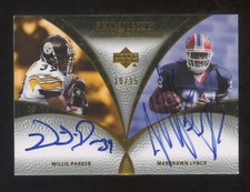 2007 EXQUISITE MARSHAWN LYNCH-WILLIE PARKER RC DUAL AUTOGRAPH GOLD # 10/25 HOF ?