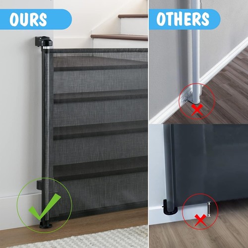 Cumbor Retractable Baby Gate, Mesh, 33"hx55"w, Black, indoor/outdoor, door/hall - 第 6/7 張圖片